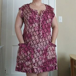 Flowered silk tunic with POCKETS